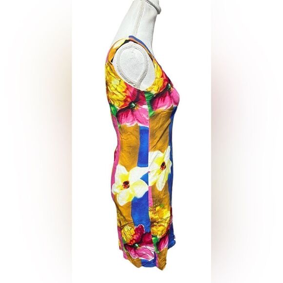 Jams World XS Bloemen Print Tank Dress Back Zip Sleeveless Hawaiian - Picture 3 of 5